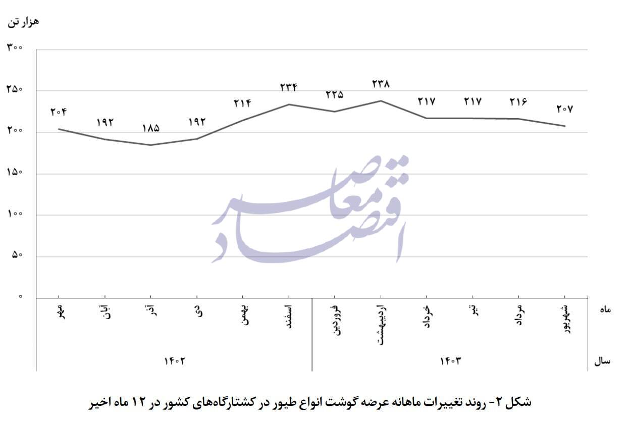 عرضه 207 هزار تن گوشت طیور به کشتارگاهها کشور در شهریور عرضه 207 هزار تن گوشت طیور به کشتارگاهها کشور در شهریور