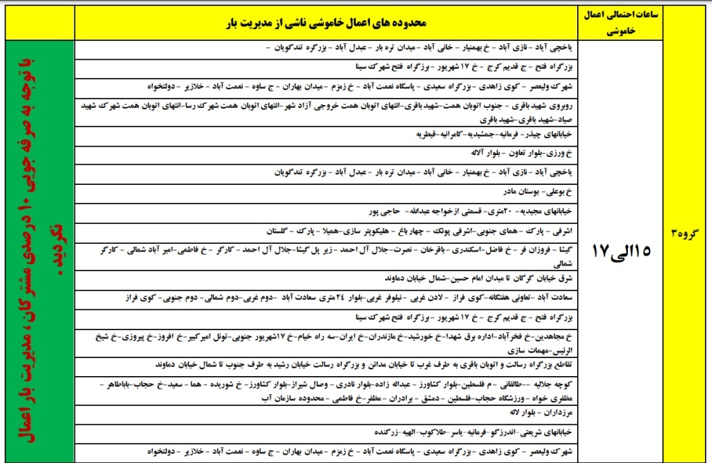 آغاز مجدد برنامه قطعی برق آغاز مجدد برنامه قطعی برق
