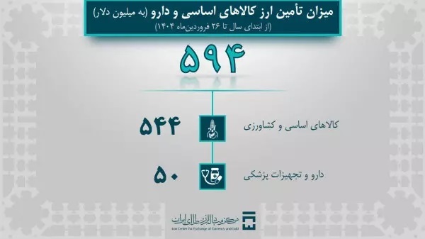 تامین ۲.۱ میلیارد دلار ارز برای واردات کالا و دارو در ۱۴۰۴ تامین ۲.۱ میلیارد دلار ارز برای واردات کالا و دارو در ۱۴۰۴