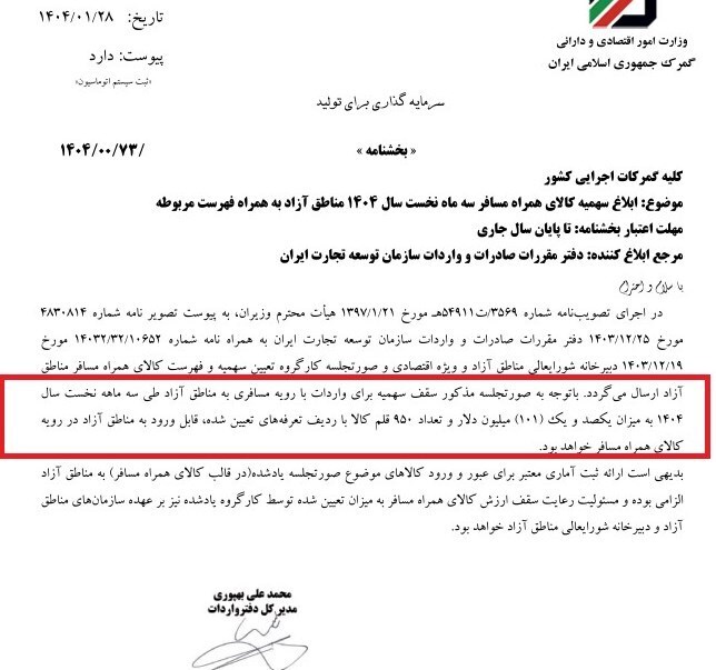 سهمیه مسافری مناطق آزاد تجاری مشخص شد سهمیه مسافری مناطق آزاد تجاری مشخص شد