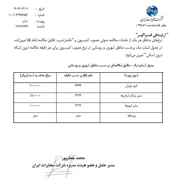 نرخ آبونمان تلفن ثابت تغییر کرد/ نرخ جدید اعلام شد نرخ آبونمان تلفن ثابت تغییر کرد/ نرخ جدید اعلام شد