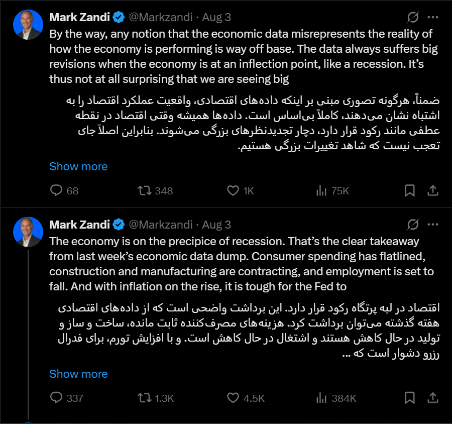 اقتصادان ارشد مودیز:آمریکا در آستانه رکود قرار دارد اقتصادان ارشد مودیز:آمریکا در آستانه رکود قرار دارد