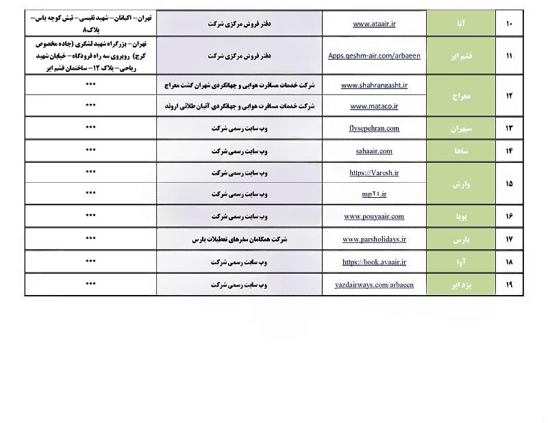 لیست کانالهای عرضه و فروش مجاز بلیت پروازهای اربعین ۱۴۰۴ منتشر شد لیست کانالهای عرضه و فروش مجاز بلیت پروازهای اربعین ۱۴۰۴ منتشر شد