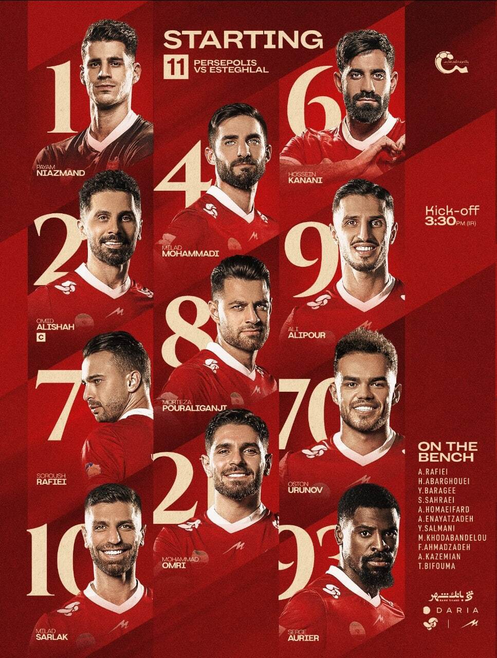 رونمایی از ترکیب پرسپولیس برای دربی ۱۰۶ رونمایی از ترکیب پرسپولیس برای دربی ۱۰۶
