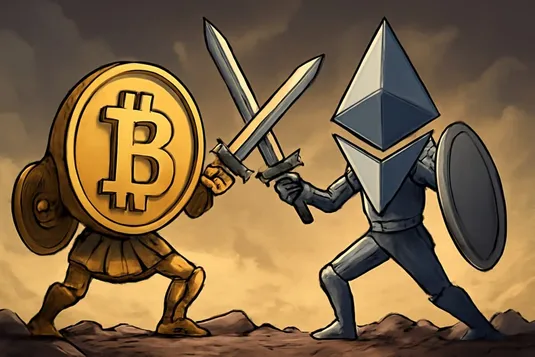 نبرد بیت&zwnj;کوین و اتریوم بر سر آینده بازار کریپتو
