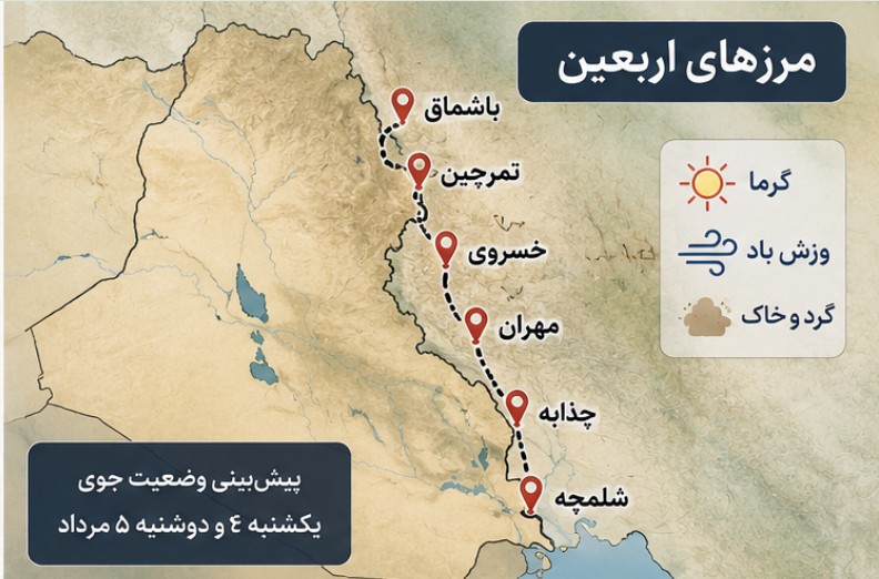 جزییات هواشناسی نجف و مهران + وضعیت جوی مرزهای اربعین و عتبات هواشناسی مهران