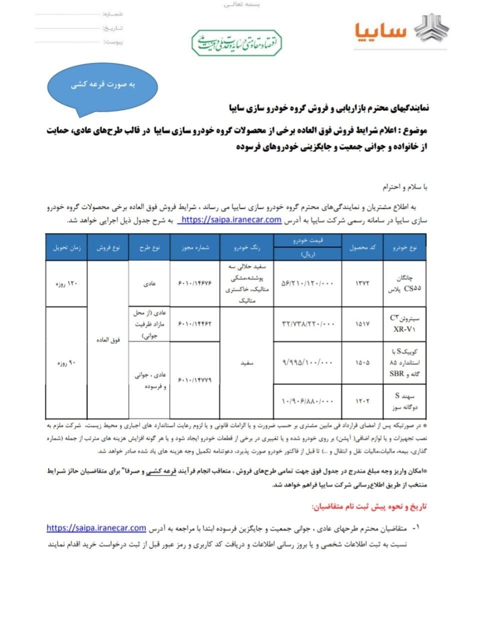 جزییات ثبت نام فروش فوق العاده سایپا شهریور ۱۴۰۵ فروش فوق العاده سایپا